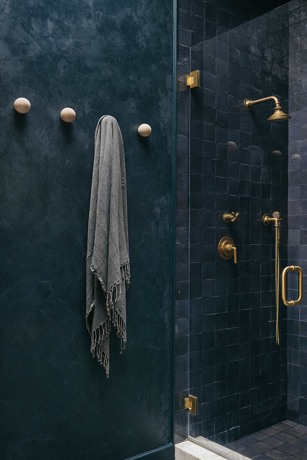 navy shower tiles