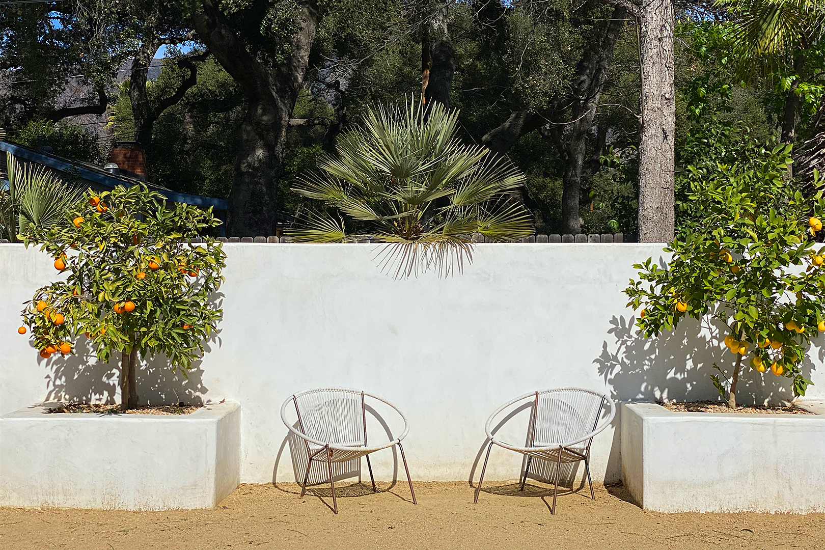 chairs up on white wall