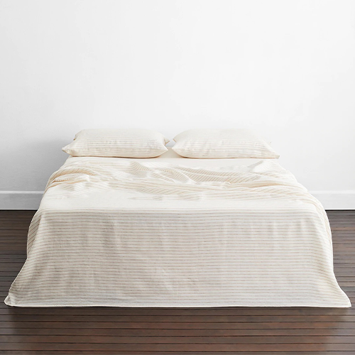  Bed Threads Striped Sheets on Made Bed