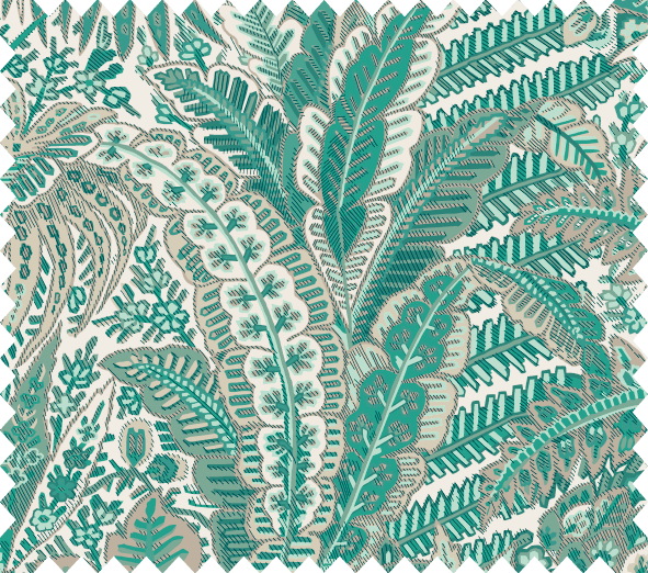  white and green floral fabric