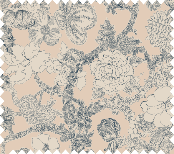  cream and navy floral fabric
