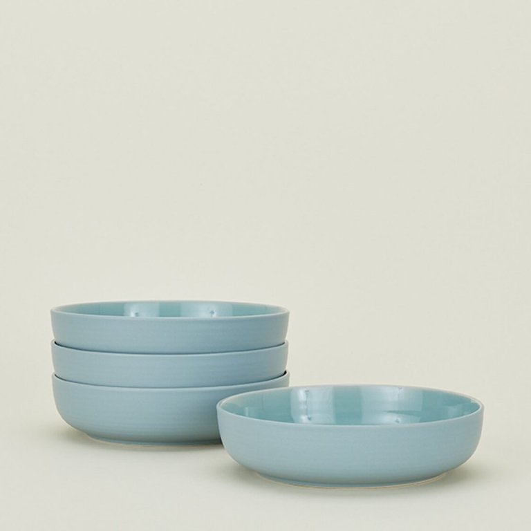  blue shallow bowls