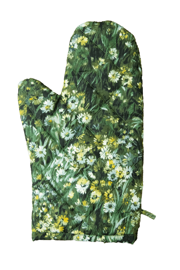 green floral oven mitt