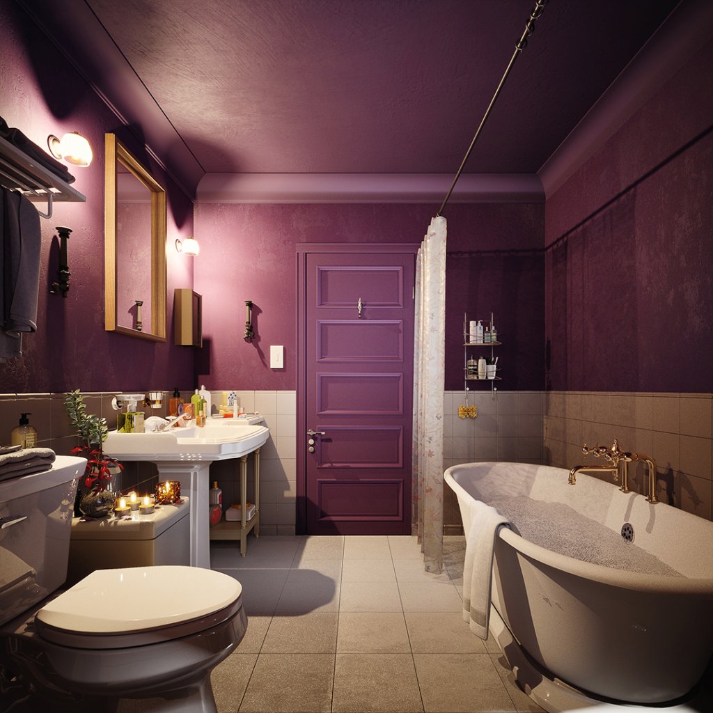 purple bathroom