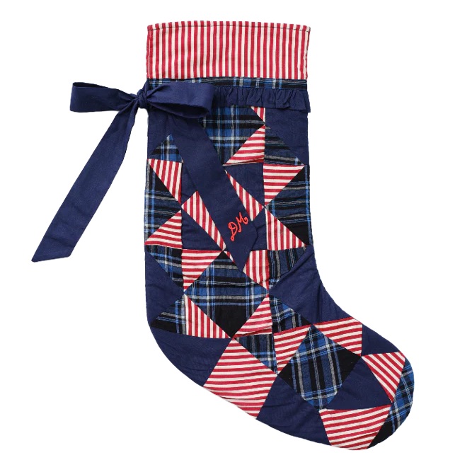  red stripe and denim patchwork stocking