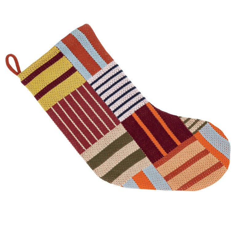  multi-striped patchwork stocking