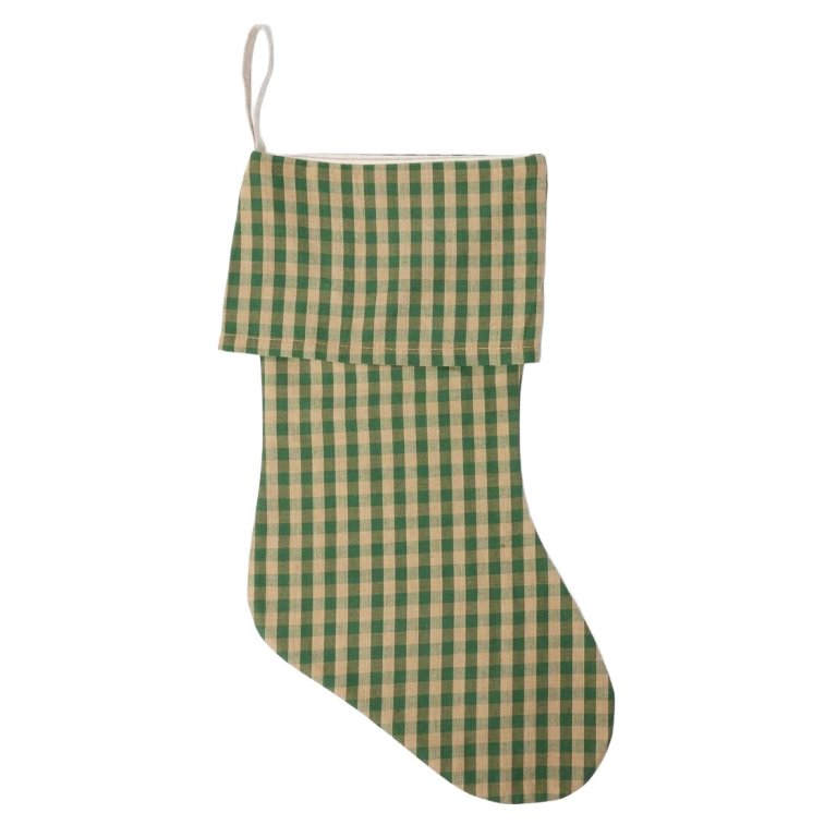  olive green gingham stocking