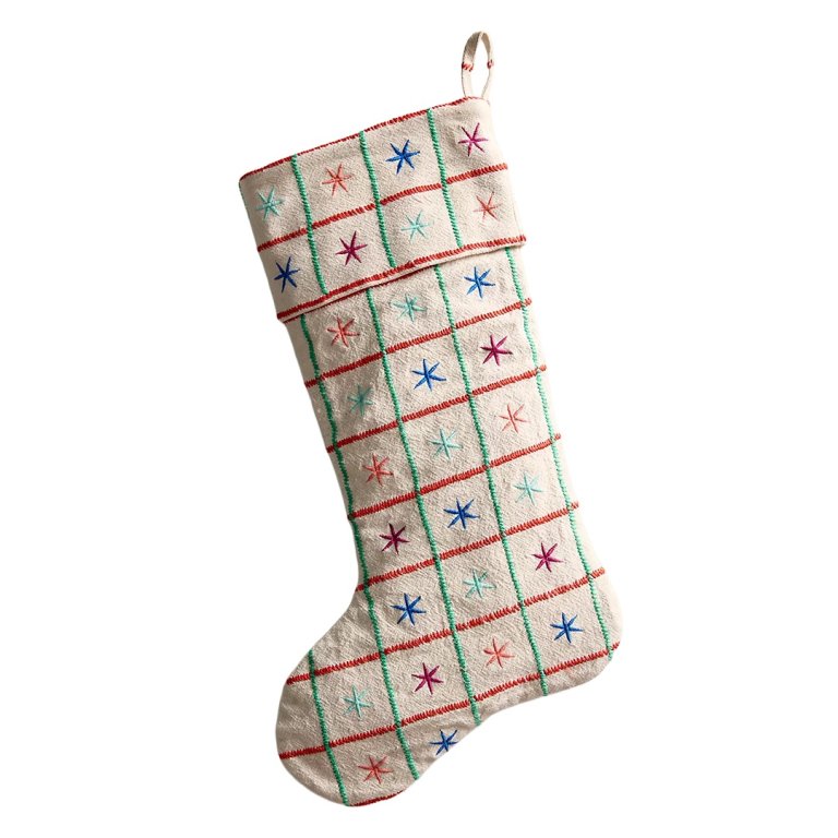  christmas stocking with multicolor star embroidery