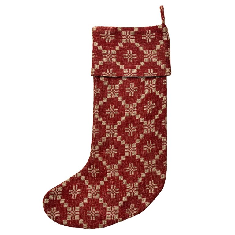  red patterned christmas stocking
