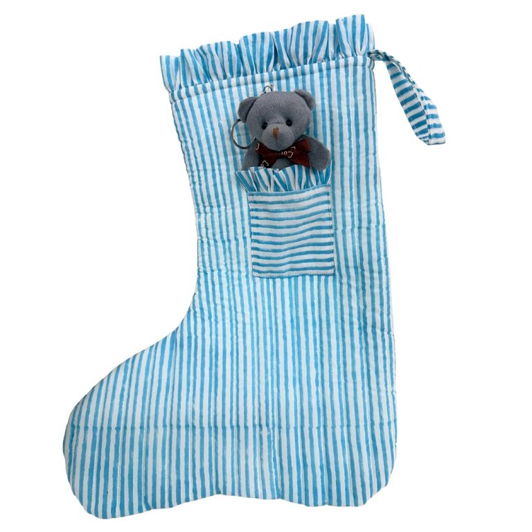  blue striped stocking with pocket