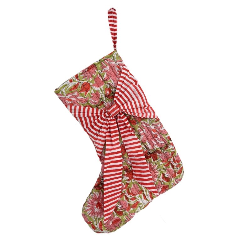  pattern-on-pattern christmas stocking with bow