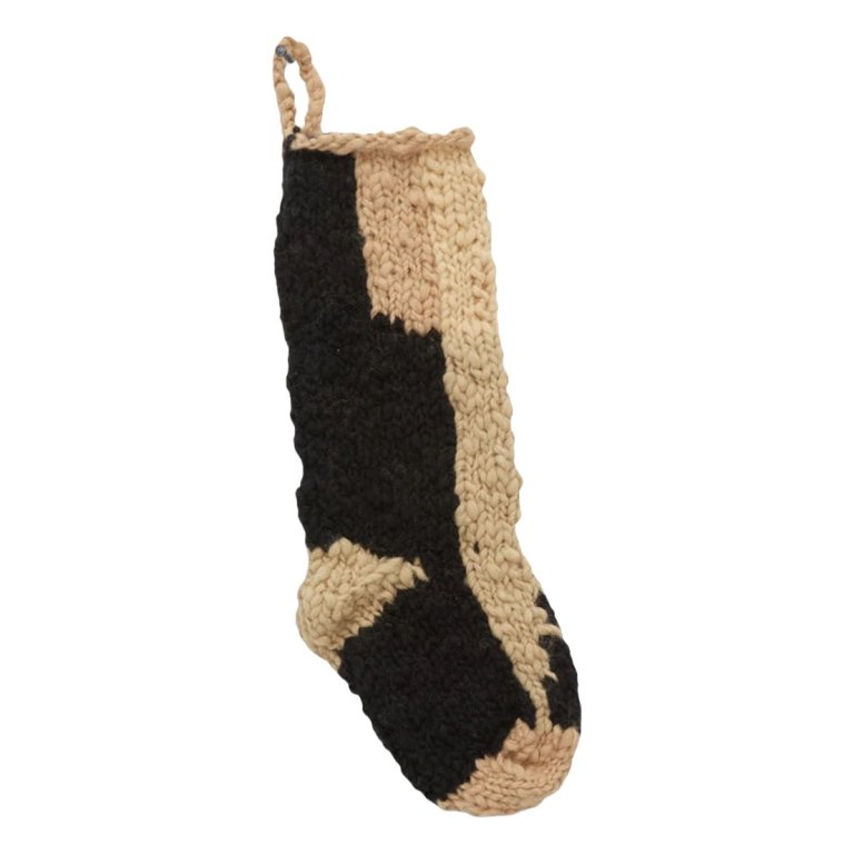 black and cream abstract knit christmas stocking