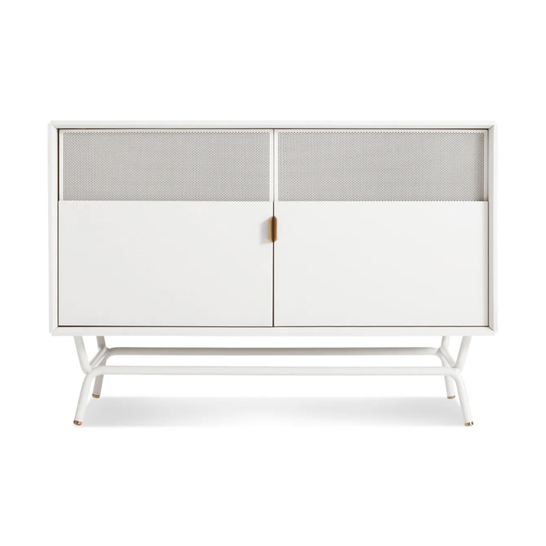  white powder-coated media console from BluDot
