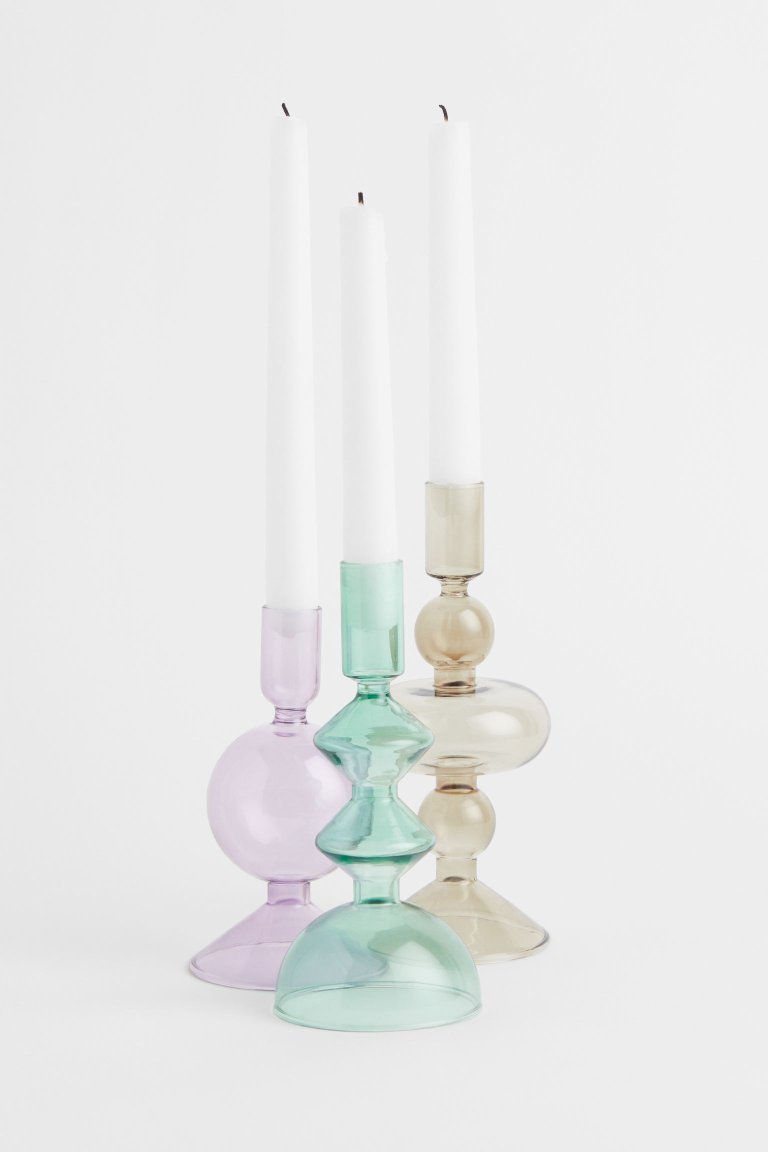  glass candlestick holders