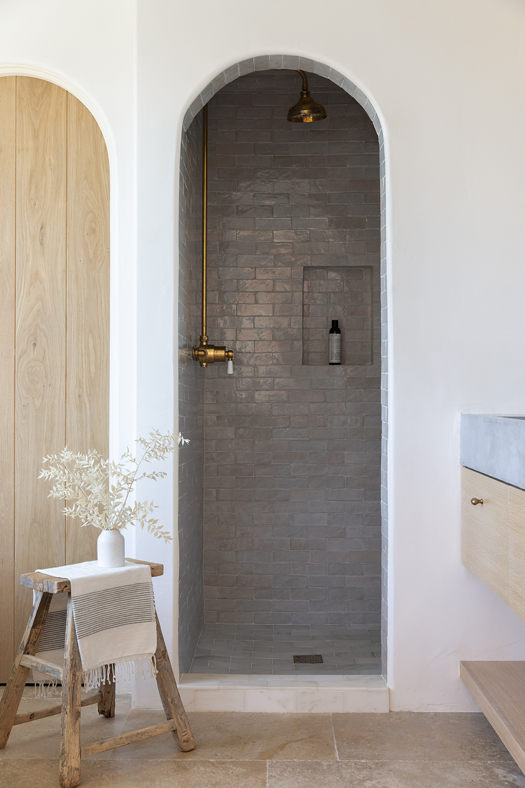 bathroom arch shower entry