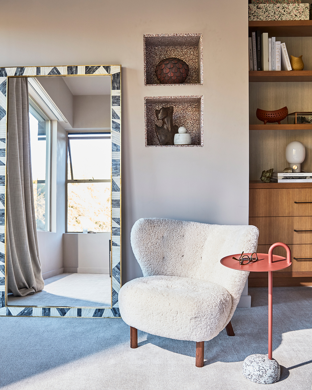 boucle bedroom armchair