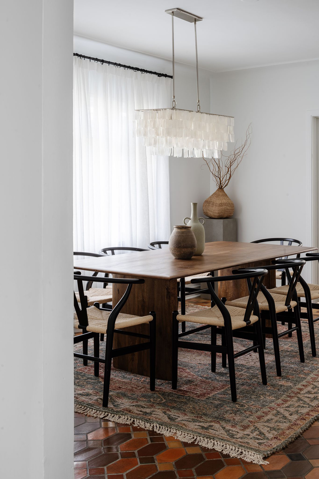 black and cane dining chairs