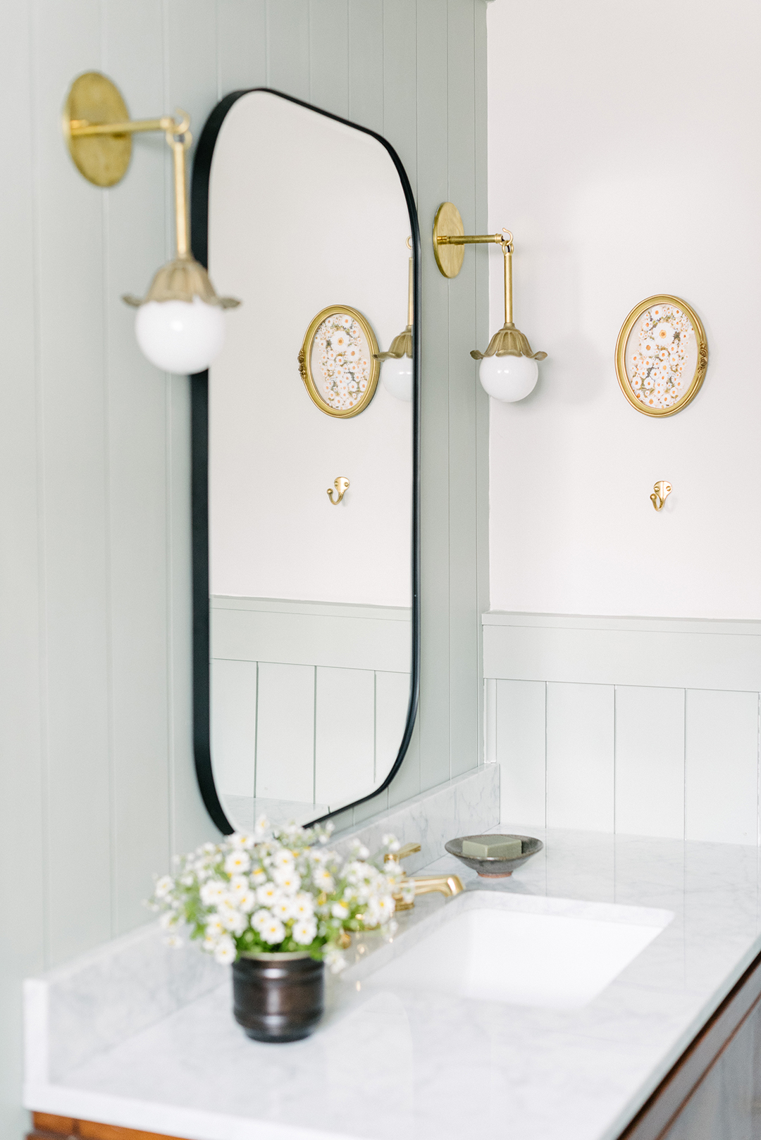 A 55 Square Foot Kids' Bathroom Renovation, Complete with Green Shiplap