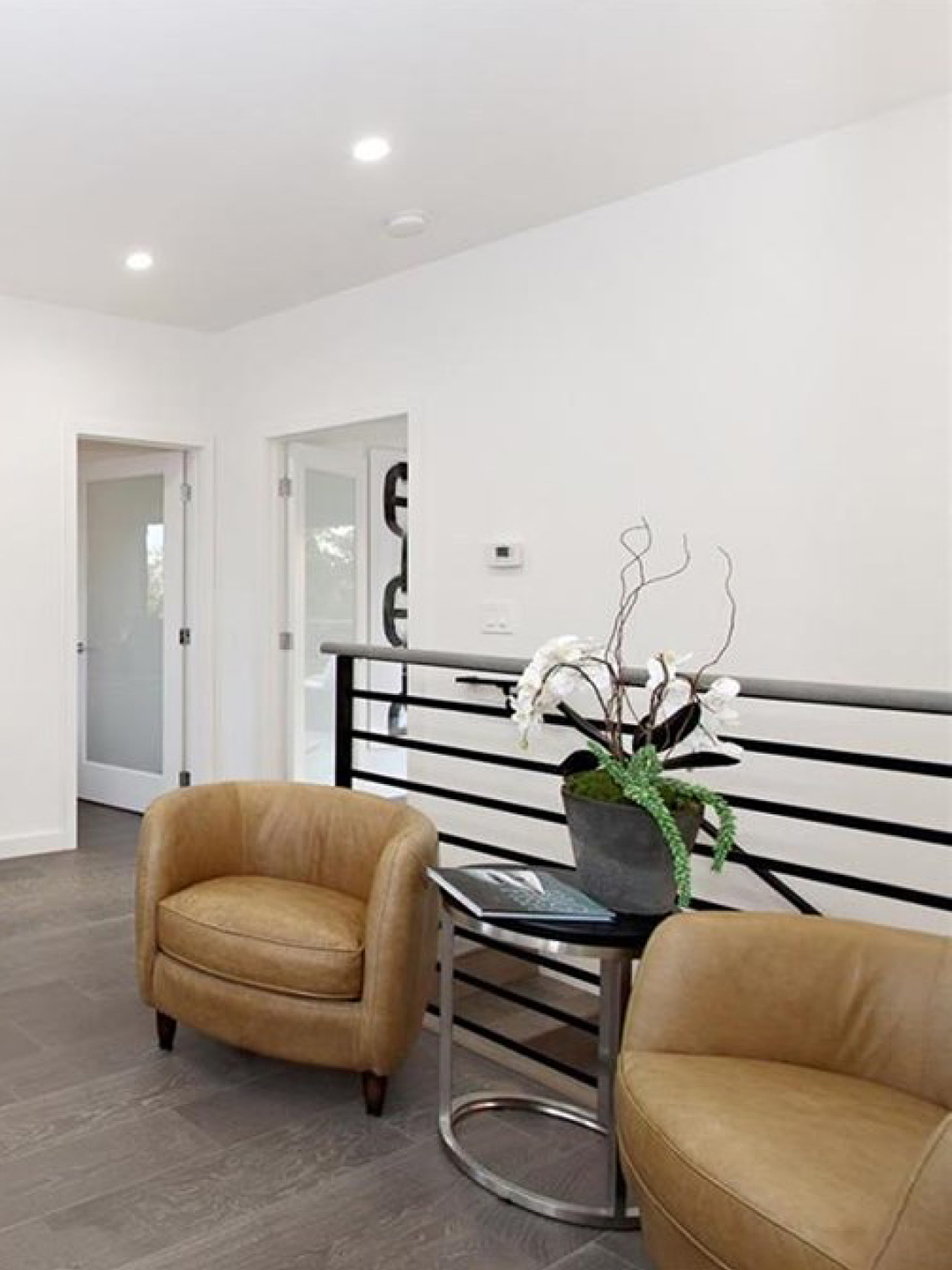 staged staircase with two chairs