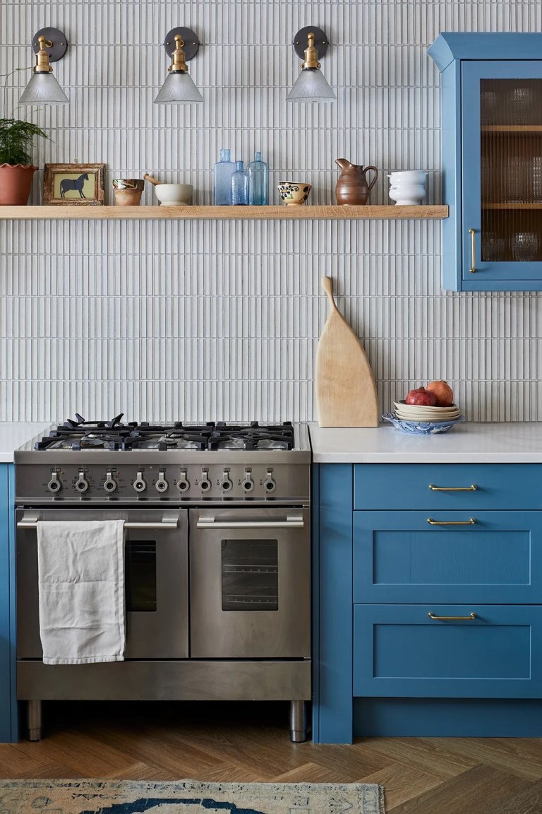 blue kitchen cabinets