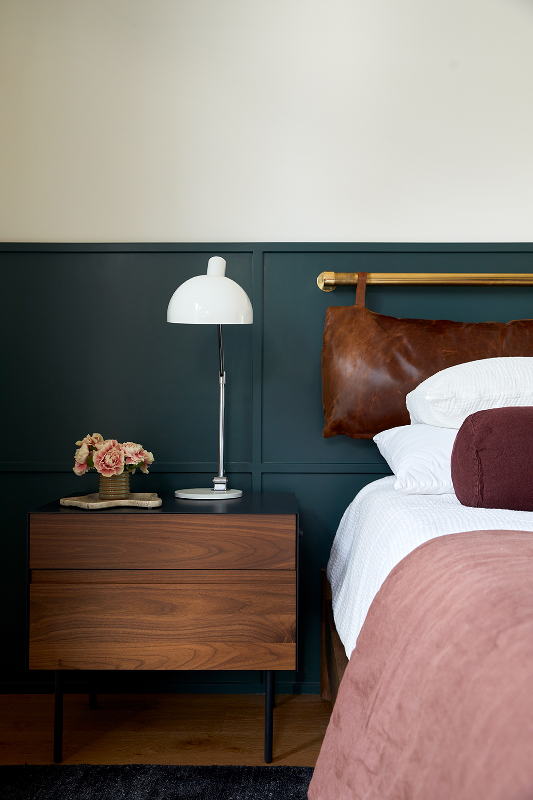 dark green headboard
