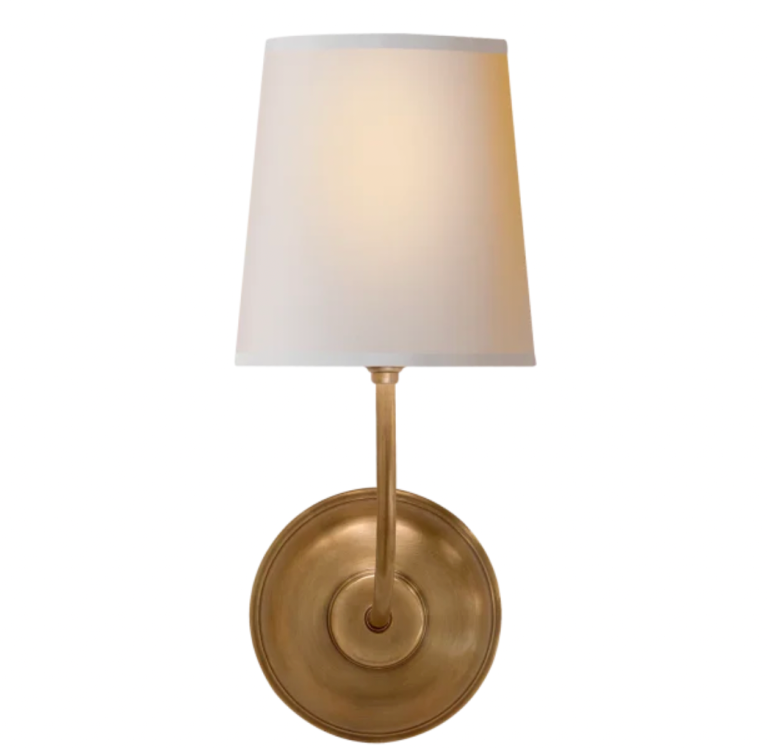  brass sconce with linen shade