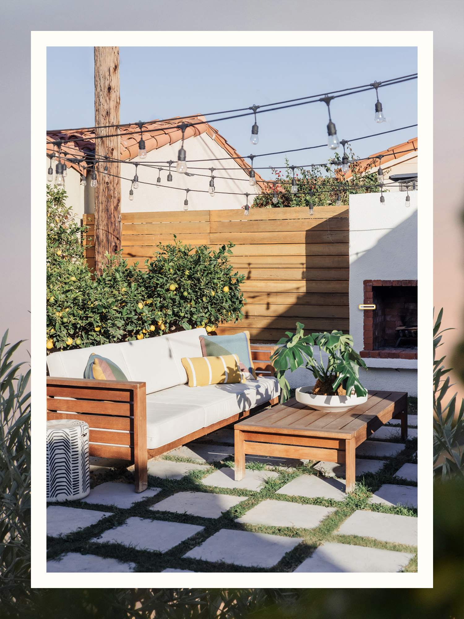 solar string lights on patio