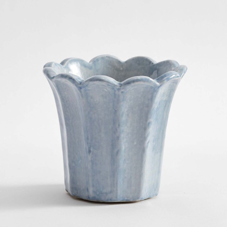  Blue fluted planter