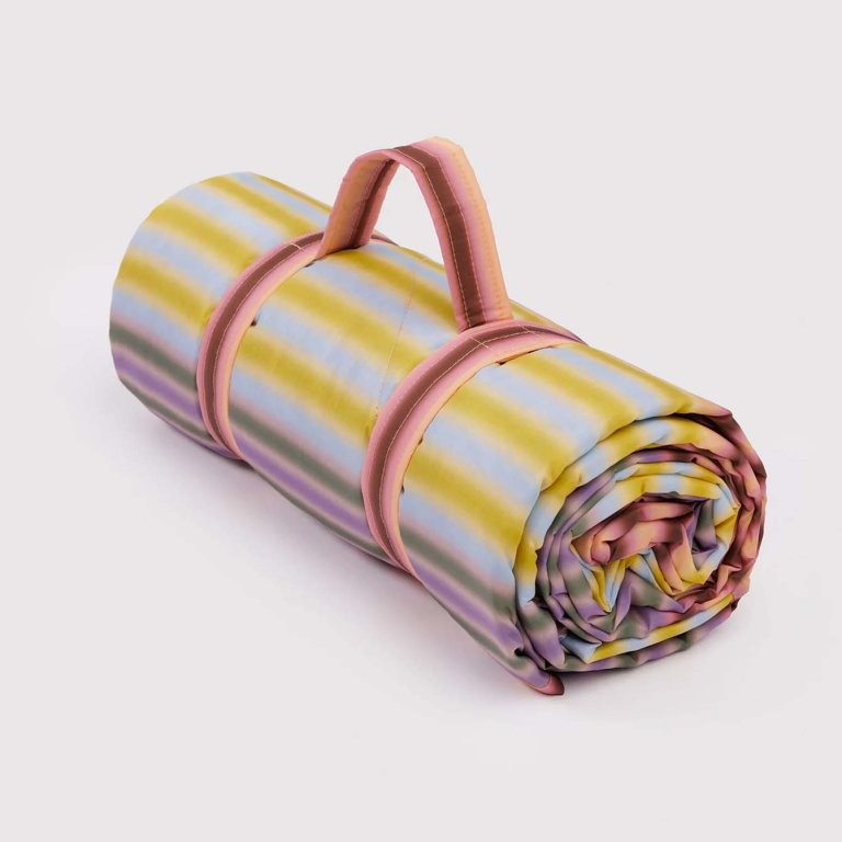Striped rollup picnic blanket