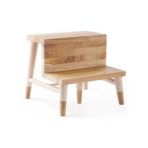 Teak Step Stool In Pink