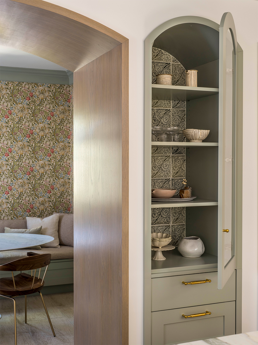 green built in cabinet