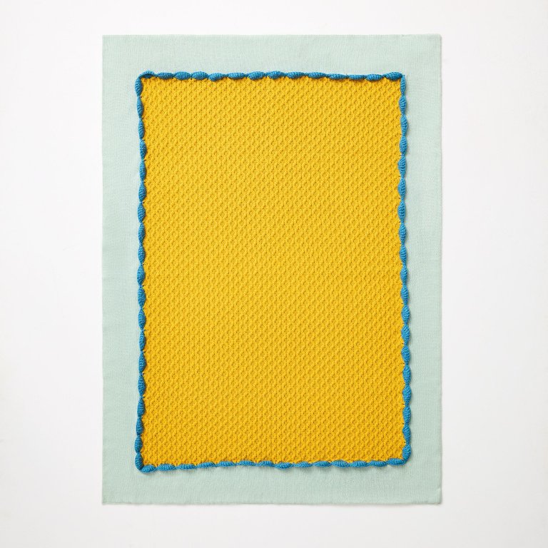  blue and yellow baby blanket
