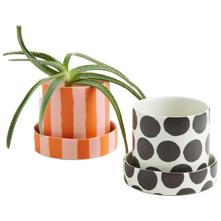  H&M Home Patterned Plant Pot and Saucer.
