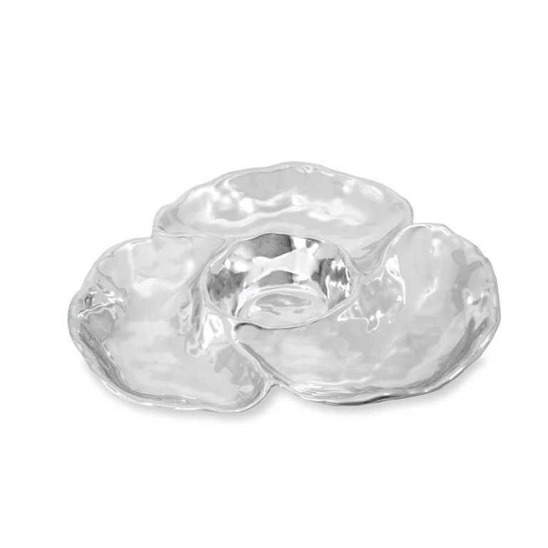  organic shaped aluminum chip and dip platter