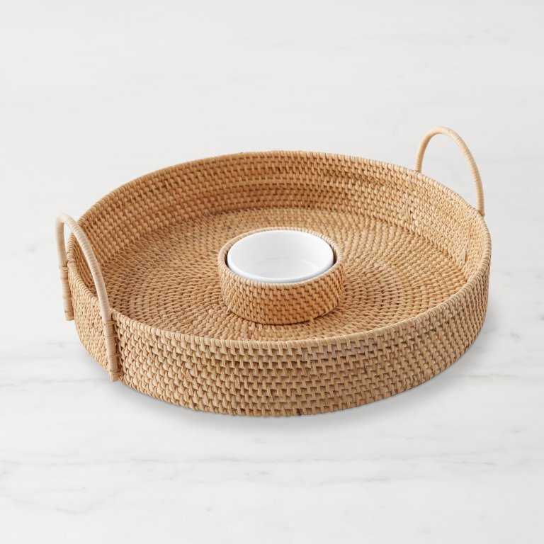  woven chip and dip platter with handles