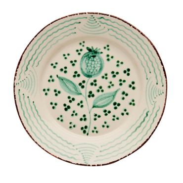Casa Nuno Green and White Dinner Plate, Pomegranate/Waves main image 1