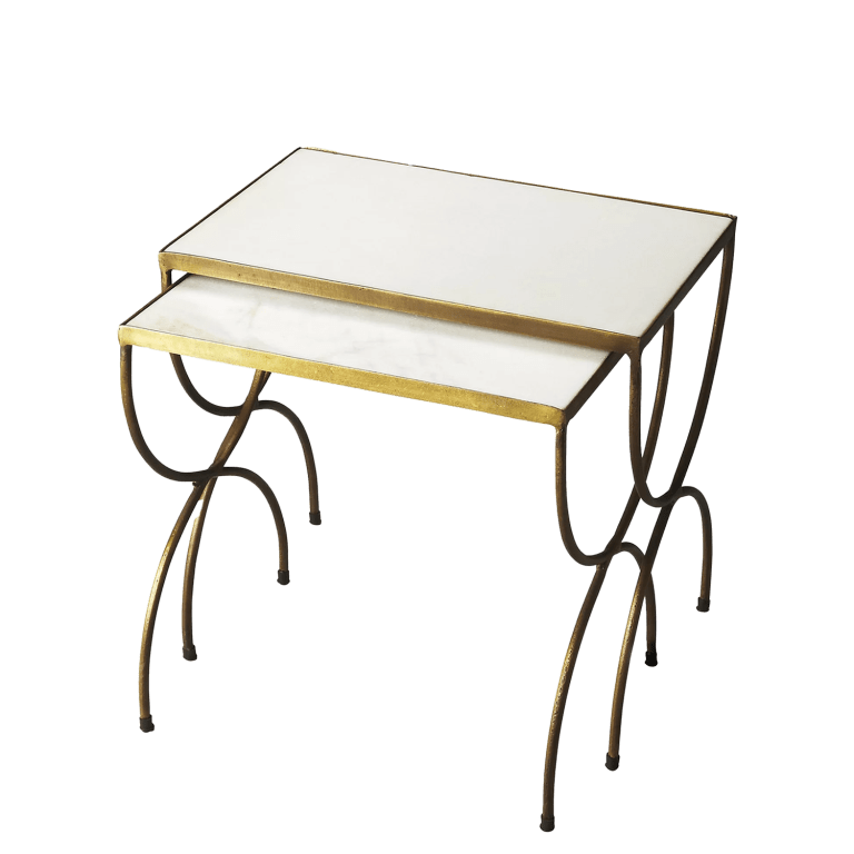  brass and marble nesting tables