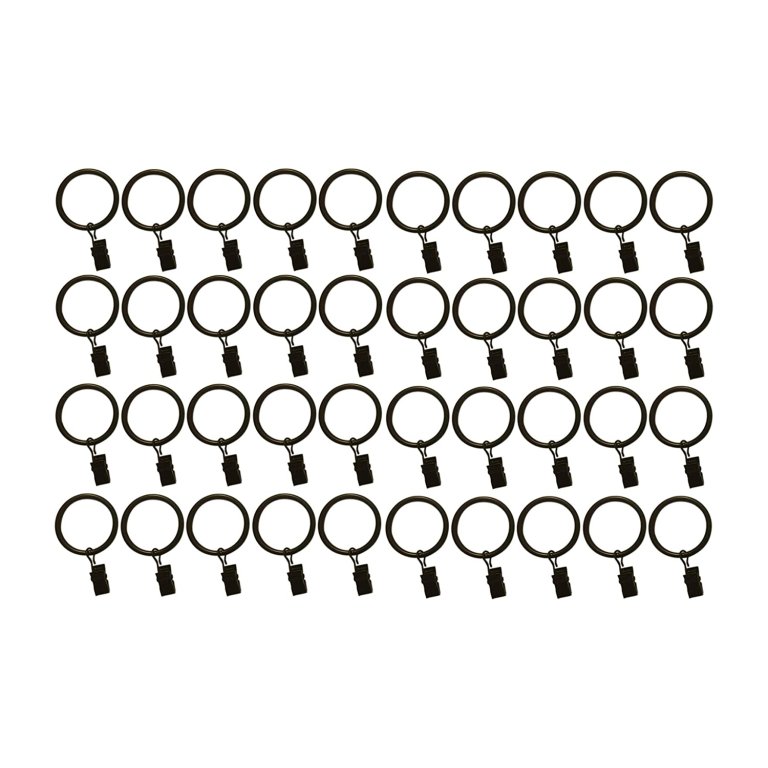 black metal clip-on curtain rings