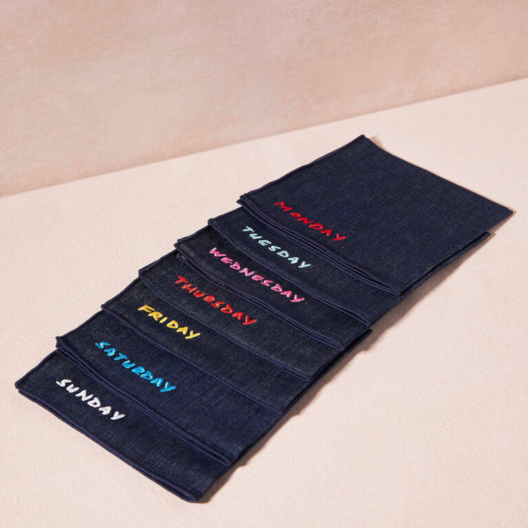  Atelier Saucier chambray day of the week napkins