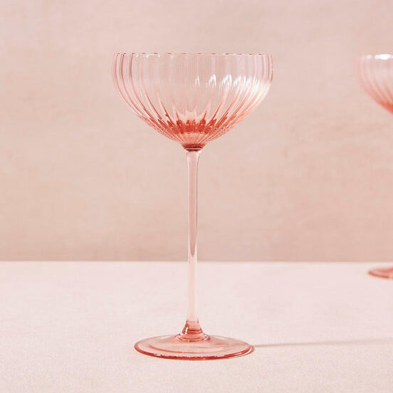  Ribbed pink coupe glass