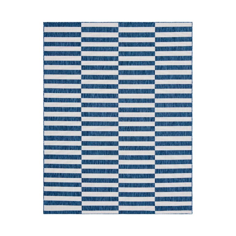  Breakwater Bay 9-by-12 Navy Blue and White Indoor/Outdoor Rug