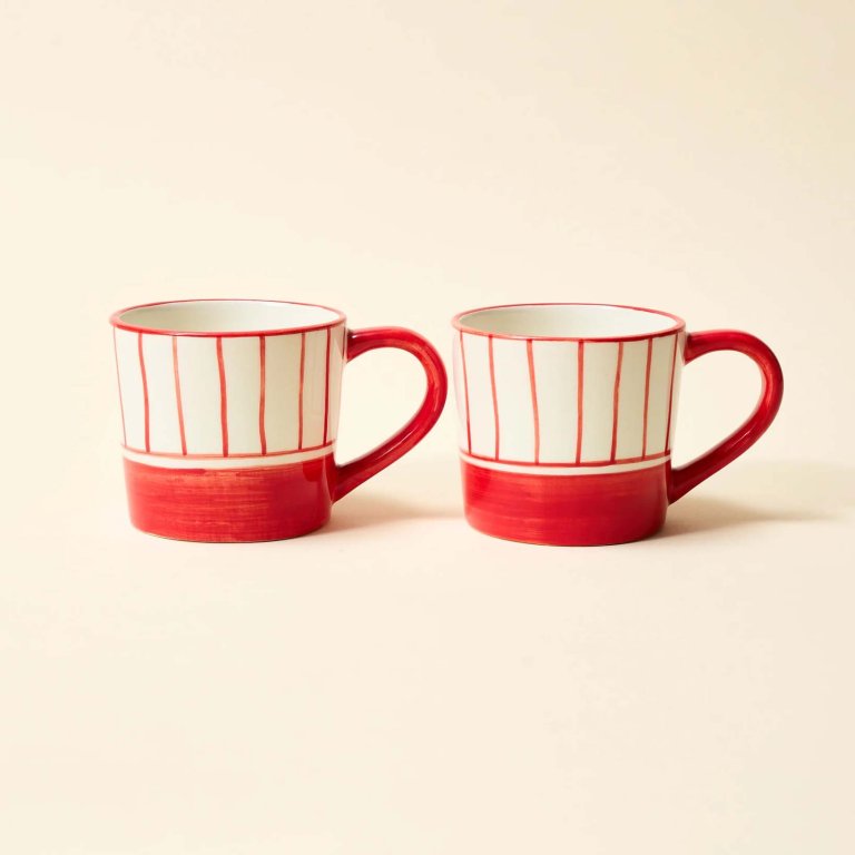 Red striped mugs
