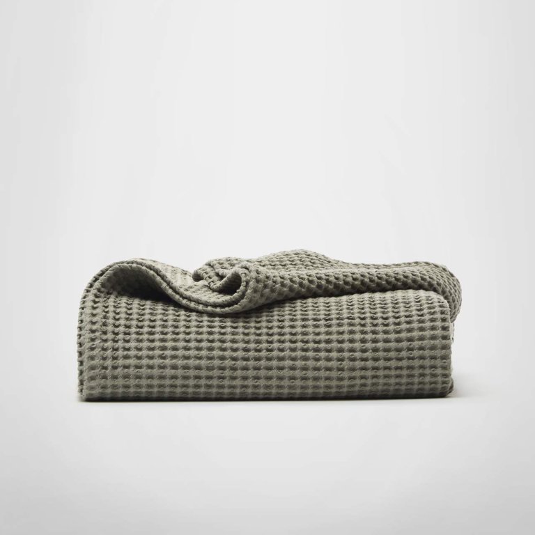 silk and snow's green waffle coverlet