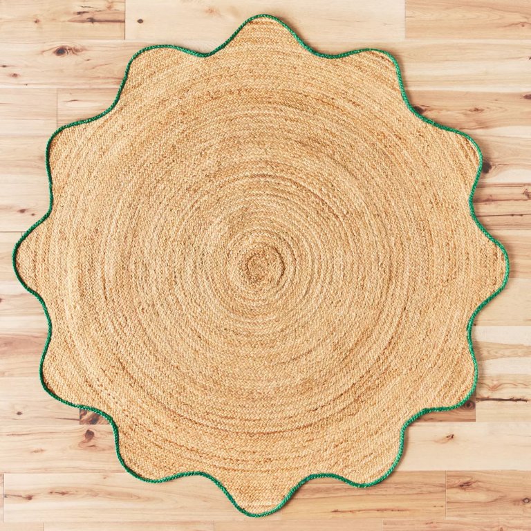  Scalloped Jute Hartley Rug in Green