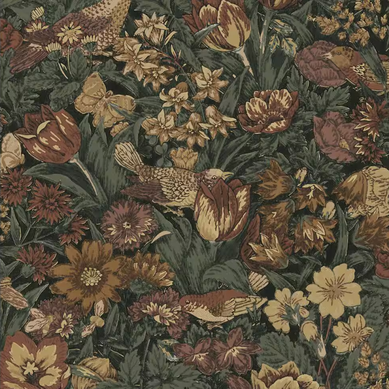  floral wallpaper with birds