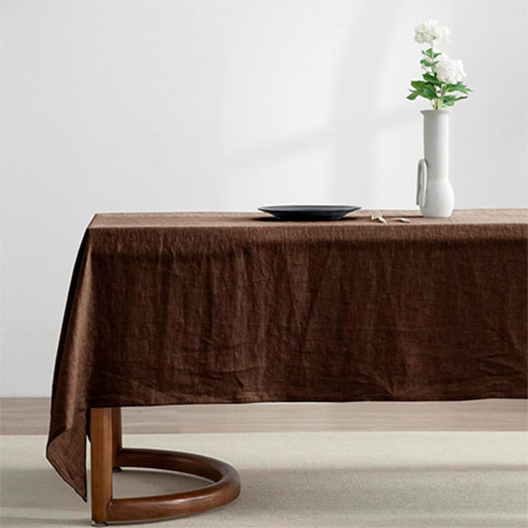 brown tablecloth