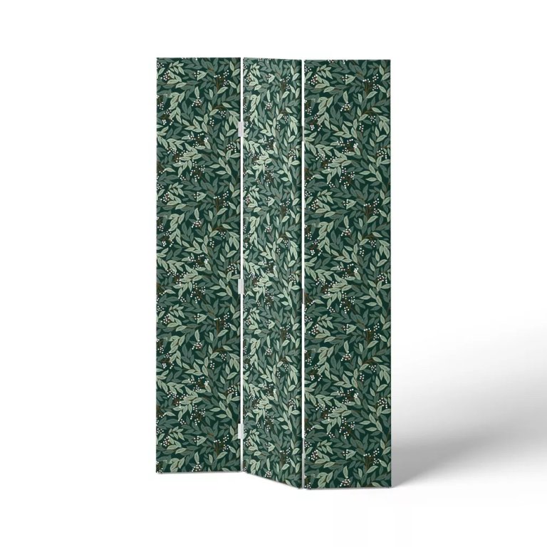  green botanical upholstered room divider