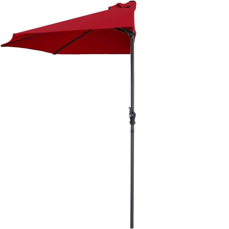  Tangkula 9 ft Half Round Outdoor Patio Umbrella in Wine