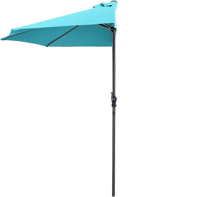  Tangkula 9 ft Half Round Outdoor Patio Umbrella in turquoise