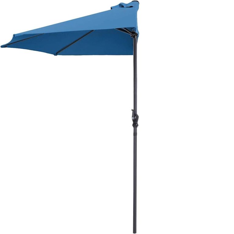  Tangkula 9 ft Half Round Outdoor Patio Umbrella in blue